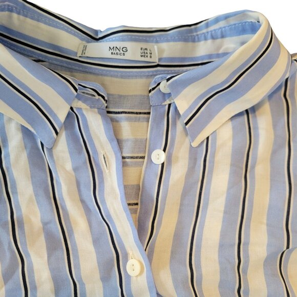 MNG Basics Mango button down striped blouse, size Medium - Picture 2 of 5